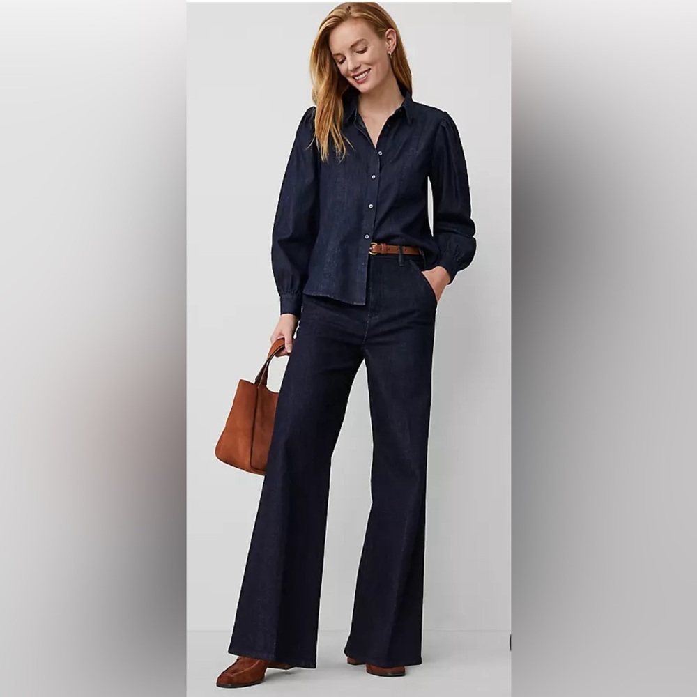 Ann Taylor Loft Curvy Flare Jeans Women's Size 0 Low Rise Rinse Wash Stretch NWT